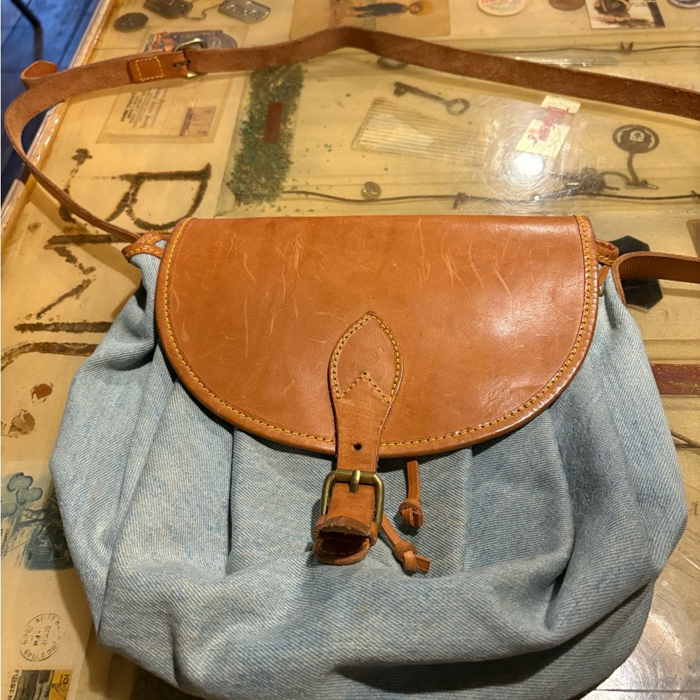 Tan and Blue Women's Bag